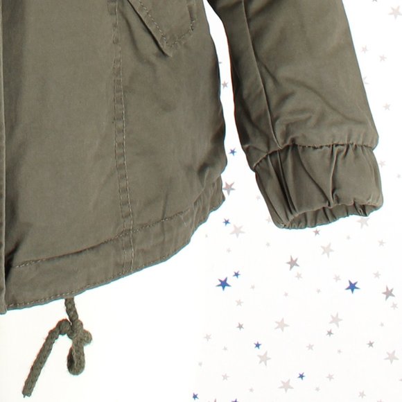 Olive Faux Fur Hooded Sherpa Lined Utility Jacket - Picture 8 of 16